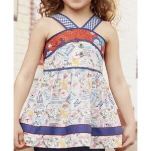 Matilda Jane Girls Sz 12 Wish You Were Here Strappy Tank Top Blue Gingham NWOT